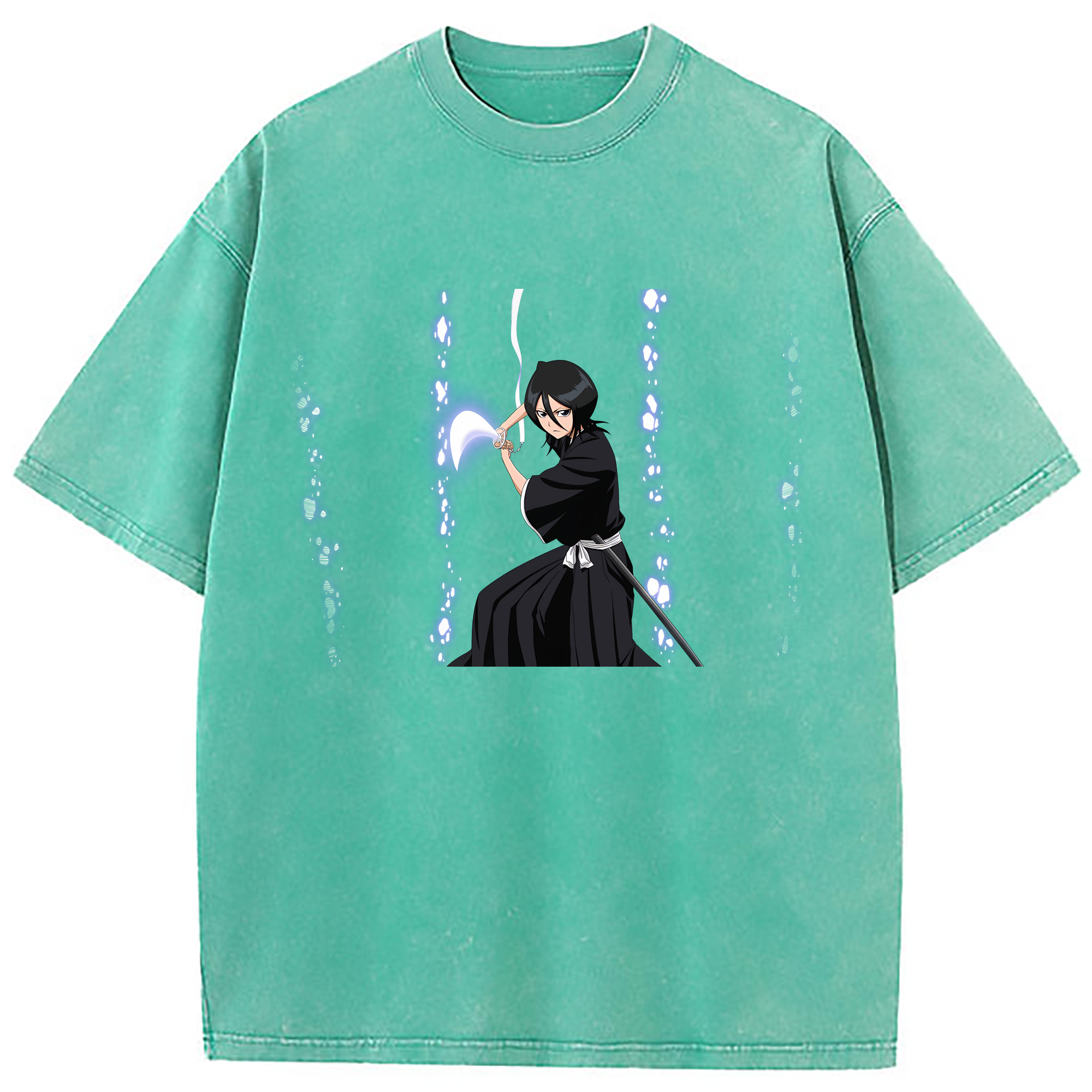 （画像用） ブリーチ 朽木ルキア BLEACH Kuchiki Rukia 綿100% ヴィンテージ風 半袖Tシャツ（フロントプリント）